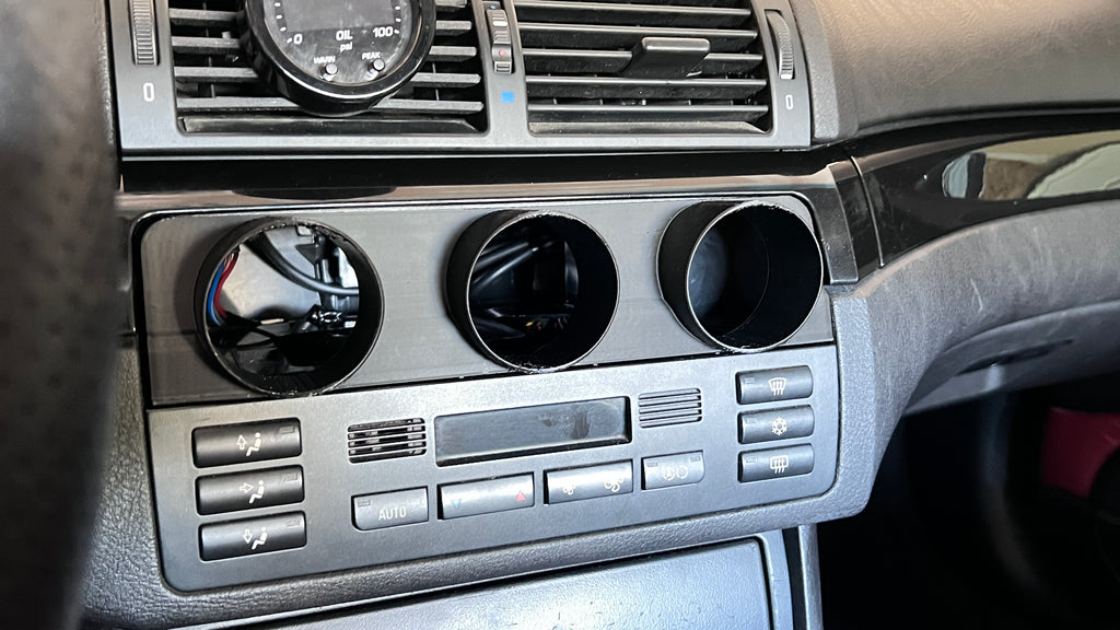 BMW E46 M3 330Ci 330i Radio Block Off & Triple 52mm Gauge Pod Holder Delete Cover Panel