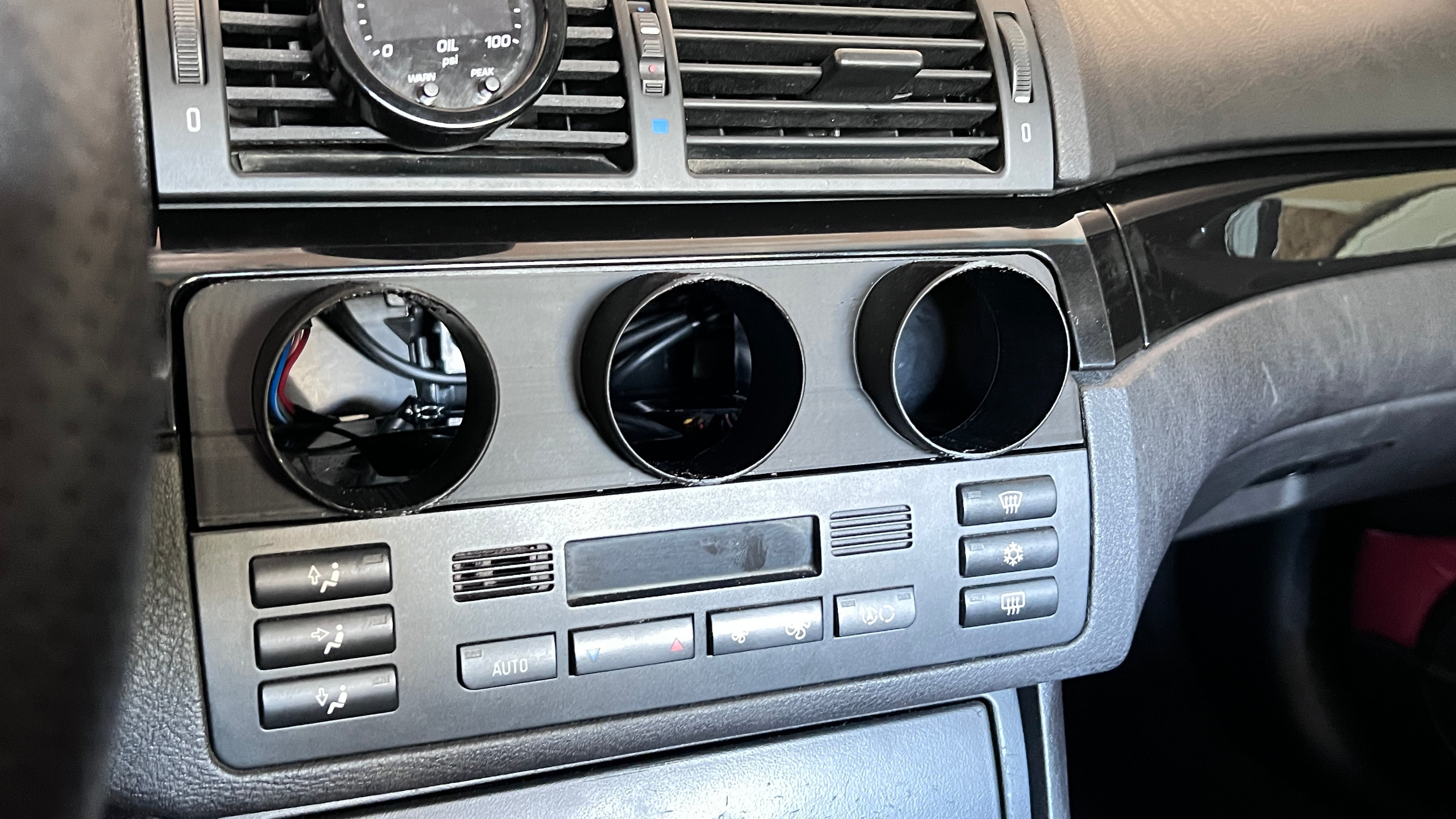 BMW E46 M3 330Ci 330i Radio Block Off & Triple 52mm Gauge Pod Holder Delete Cover Panel