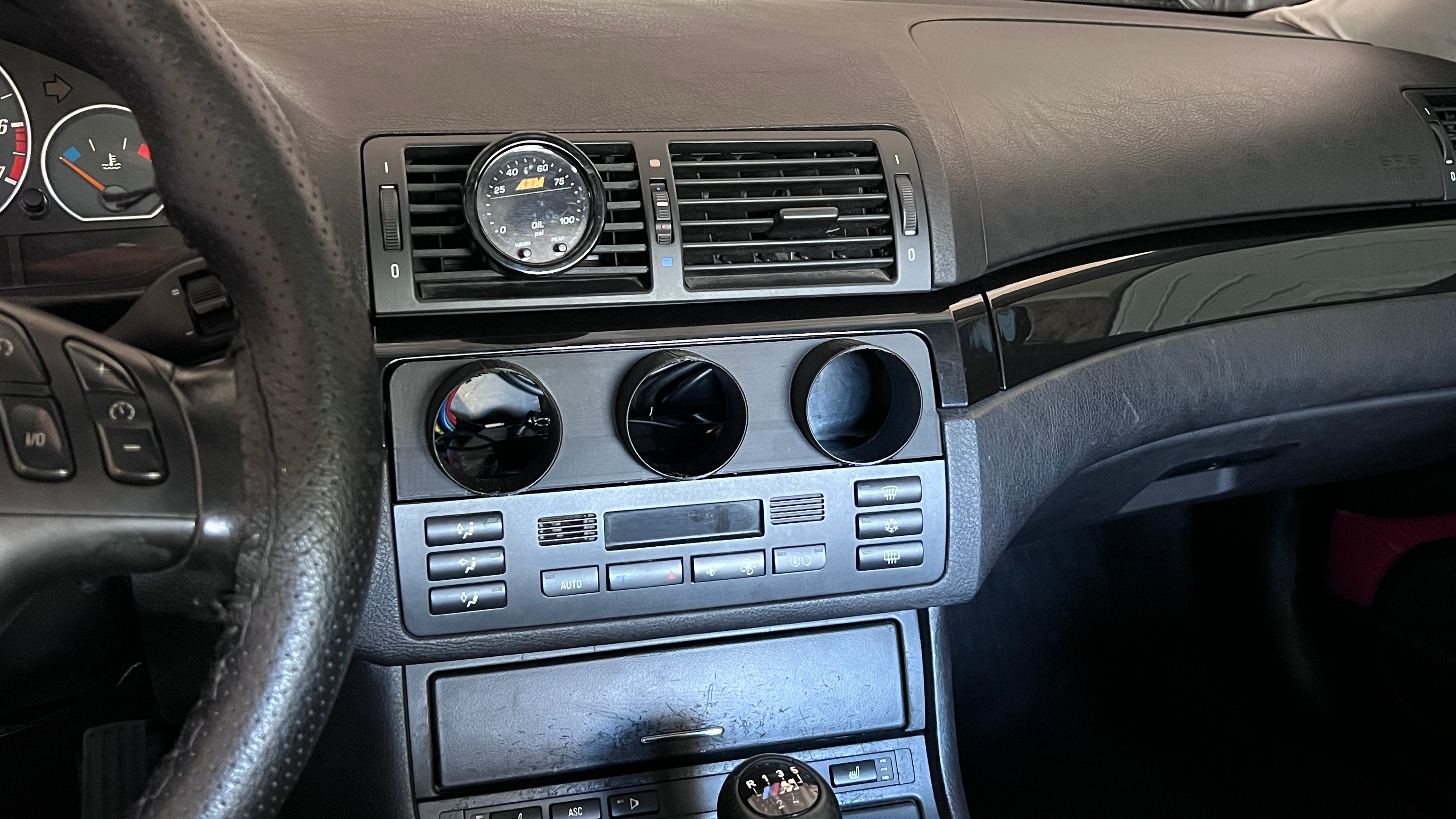 BMW E46 M3 330Ci 330i Radio Block Off & Triple 52mm Gauge Pod Holder Delete Cover Panel