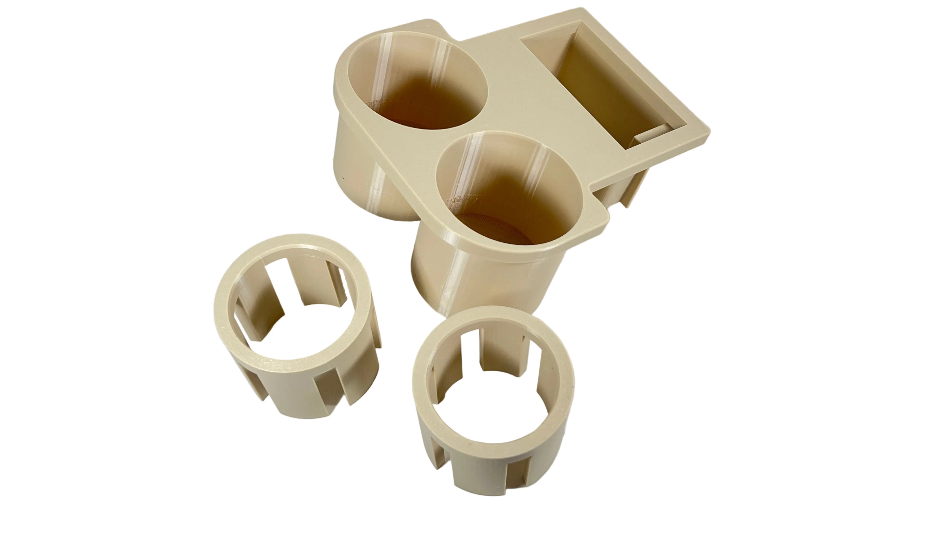 BMW E46 M3 330ci 330i Coupe Sedan Wagon Rear Large 80mm & 67mm Adjustable Cup Holder & Ashtray