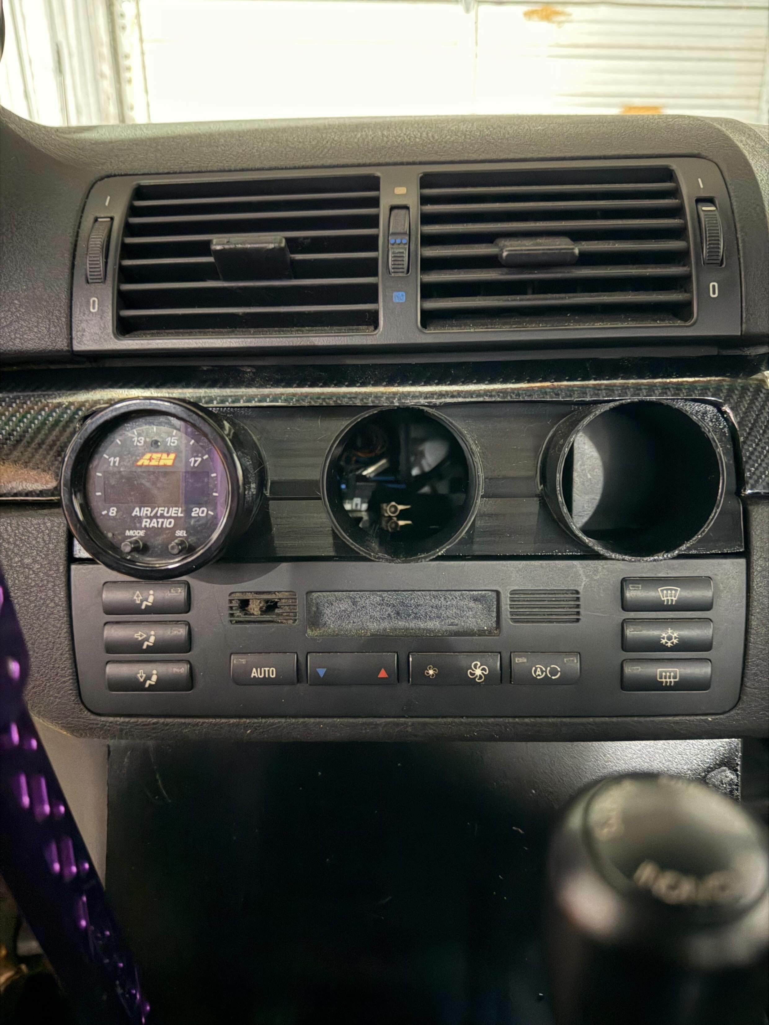 BMW E46 M3 330Ci 330i Radio Block Off & Triple 52mm Gauge Pod Holder Delete Cover Panel