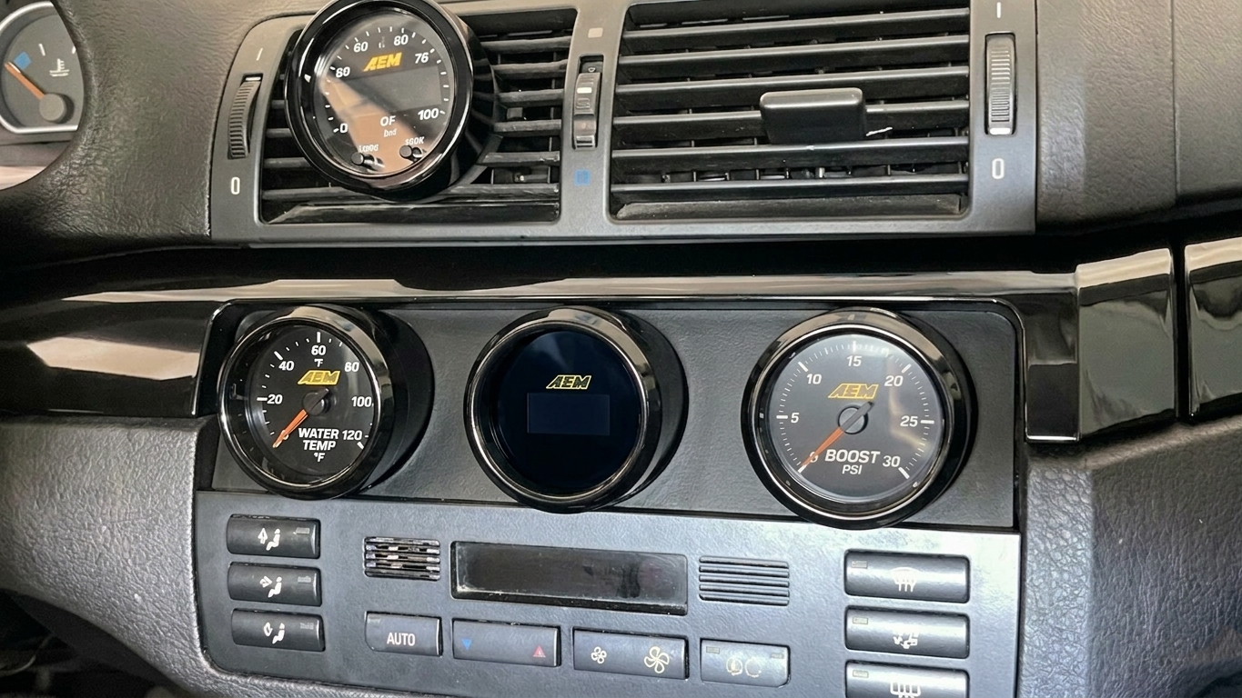 BMW E46 M3 330Ci 330i Radio Block Off & Triple 52mm Gauge Pod Holder Delete Cover Panel